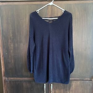 Skies are Blue Navy Cross Back Sweater Size 1X